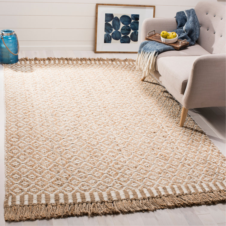 Gracie Oaks Nicholson Geometric Handmade Flatweave Jute/Sisal Natural/Ivory Area Rug & Reviews